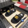 Gucci Black Men's Slides Sandal with Yellow Interlocking G