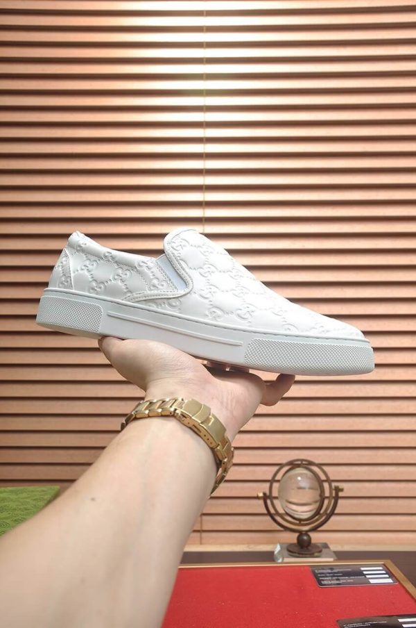 Gucci Men's GG Leather Slip-On Sneaker in White