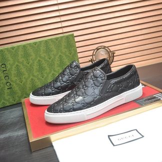 Gucci Men's GG Leather Slip-On Sneaker in Black
