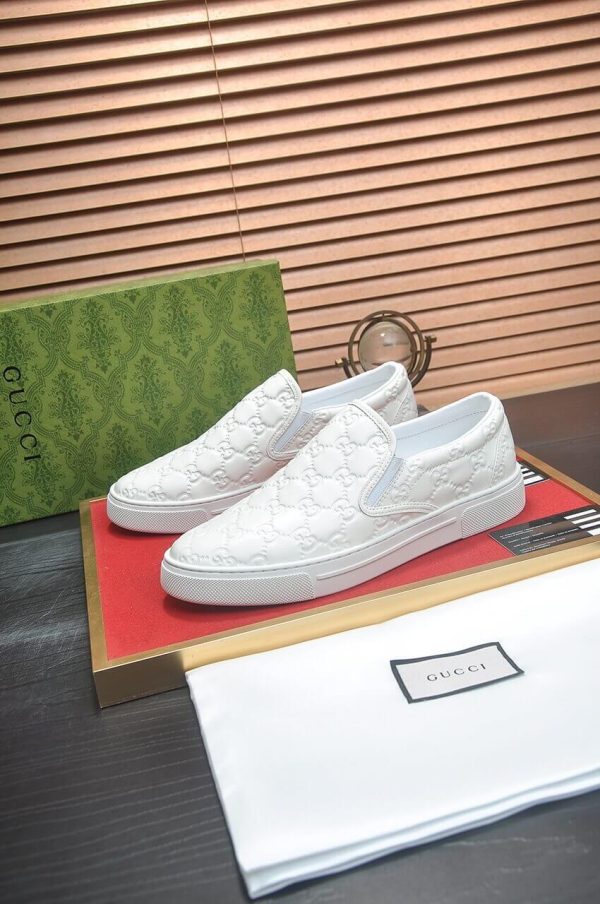 Gucci Men's GG Leather Slip-On Sneaker in White