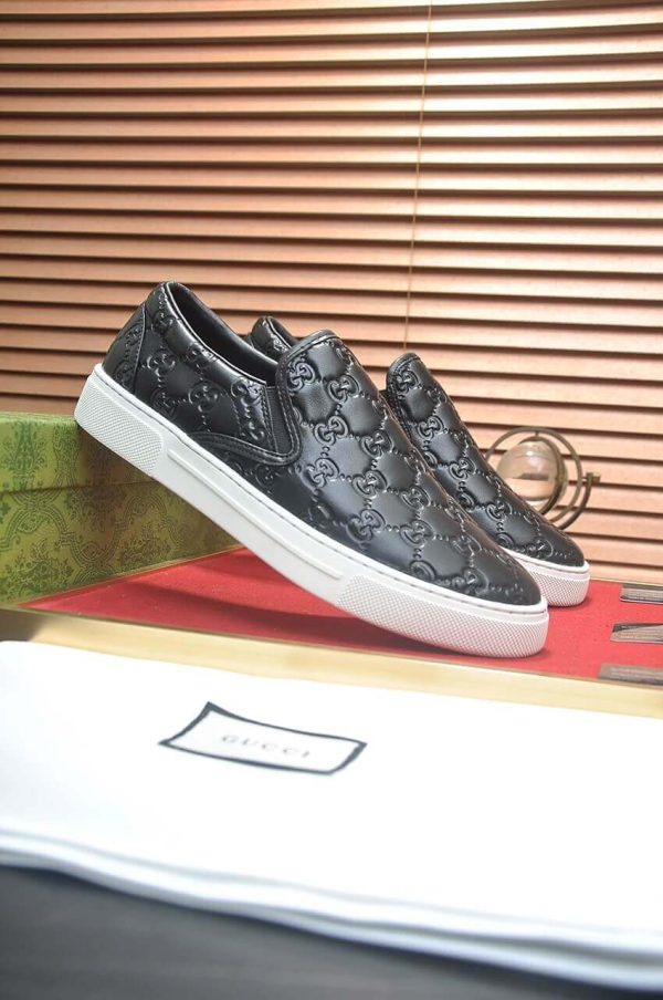 Gucci Men's GG Leather Slip-On Sneaker in Black