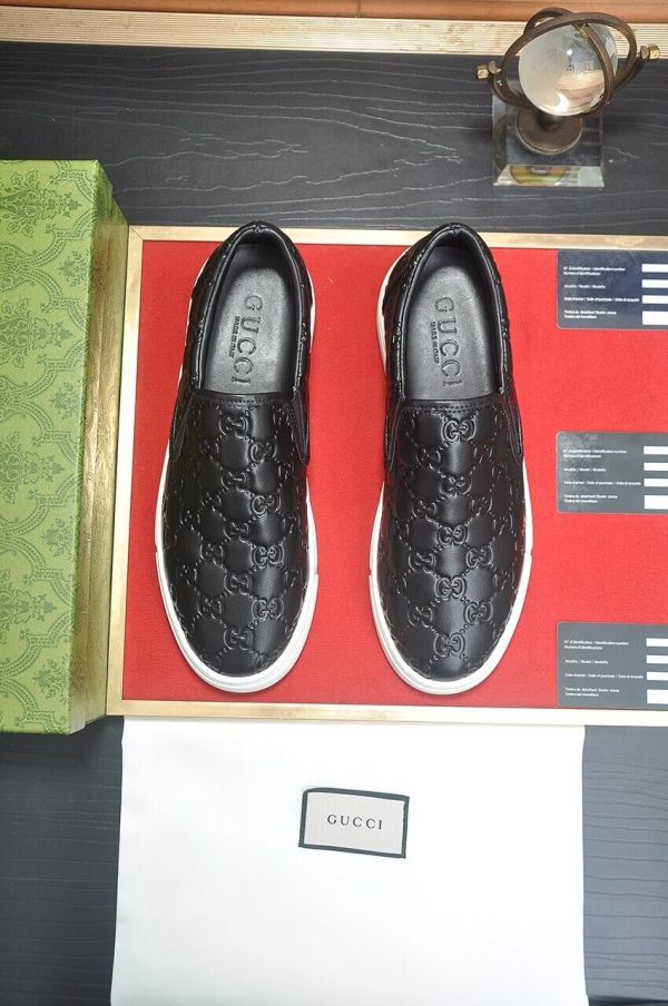 Gucci Men's GG Leather Slip-On Sneaker in Black