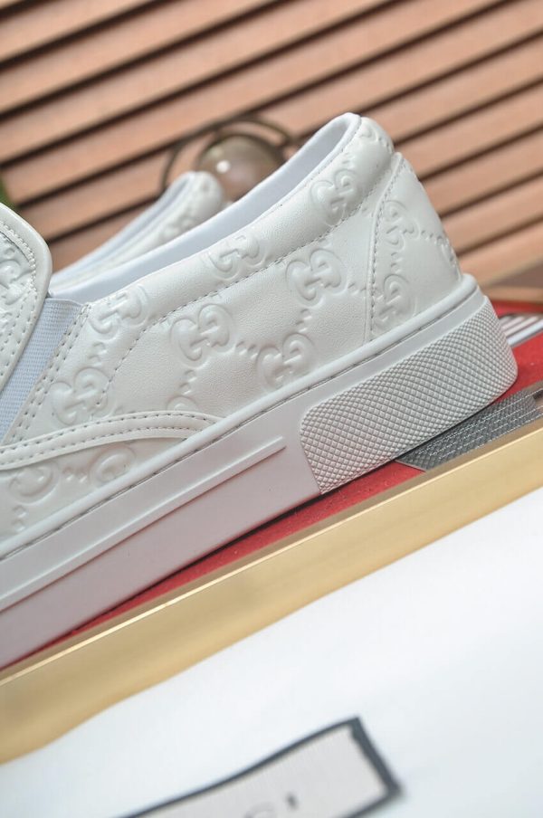 Gucci Men's GG Leather Slip-On Sneaker in White