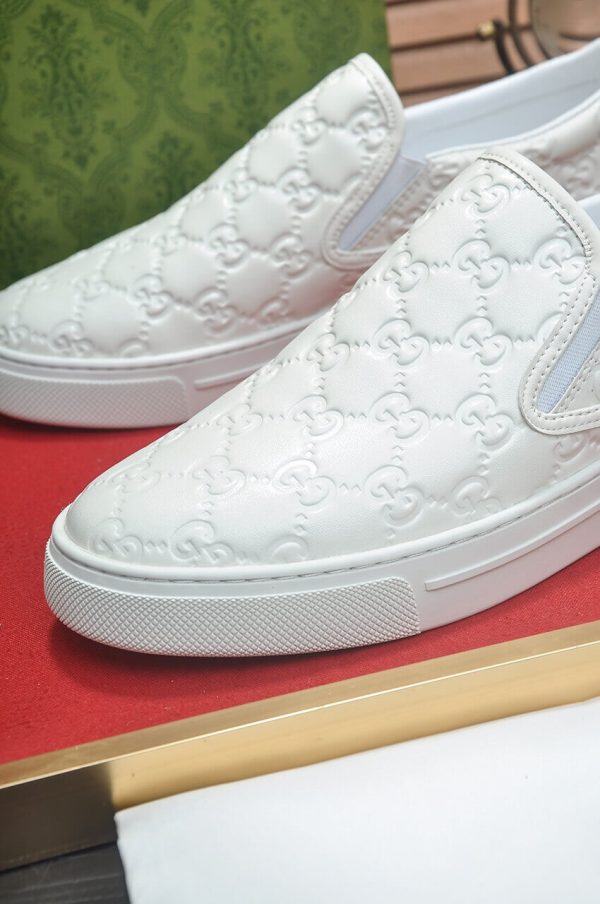 Gucci Men's GG Leather Slip-On Sneaker in White