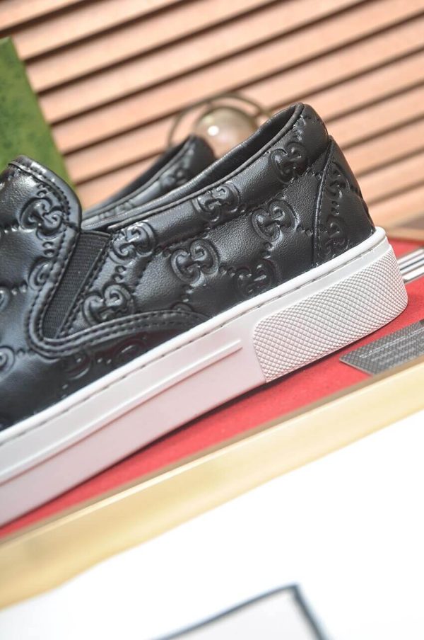 Gucci Men's GG Leather Slip-On Sneaker in Black