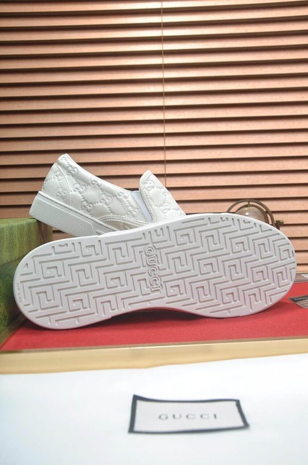 Gucci Men's GG Leather Slip-On Sneaker in White