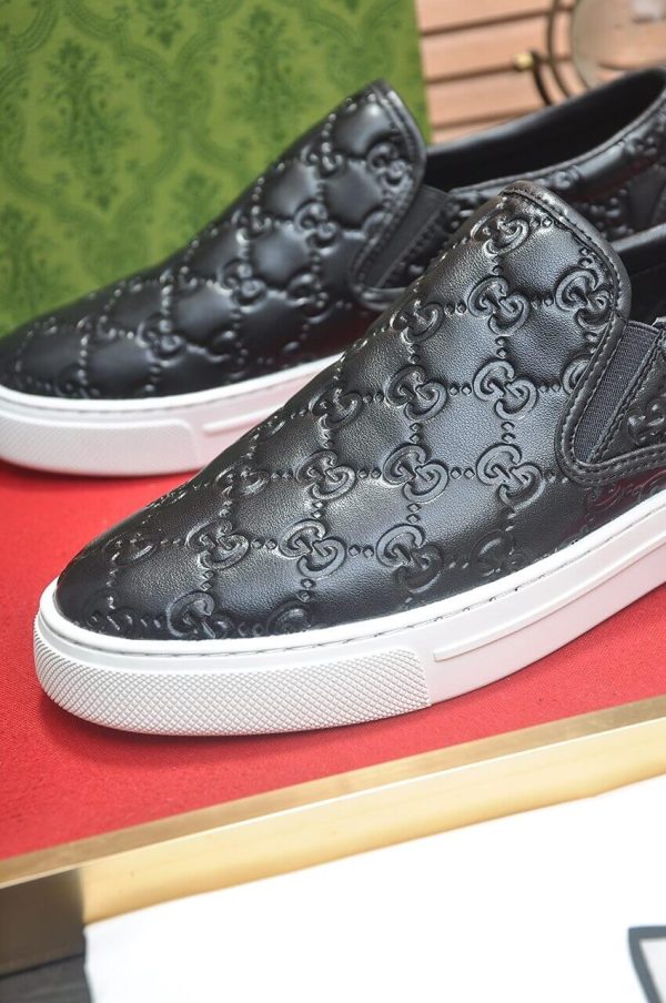 Gucci Men's GG Leather Slip-On Sneaker in Black