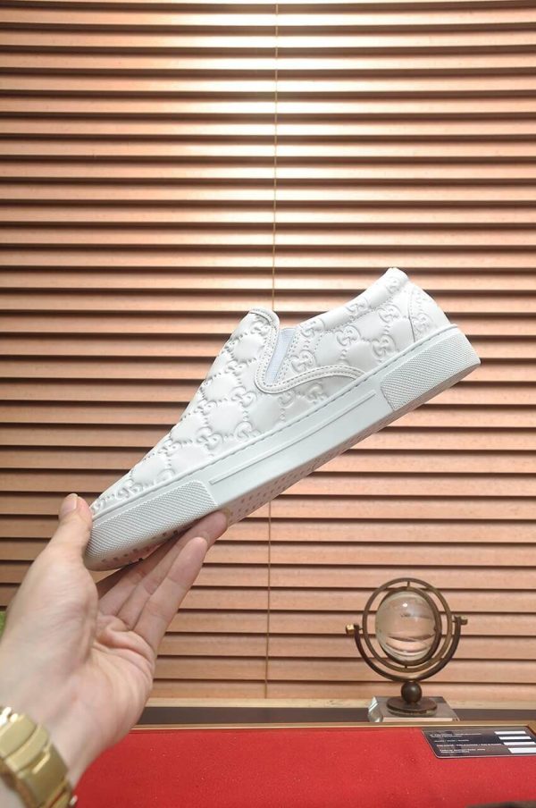 Gucci Men's GG Leather Slip-On Sneaker in White