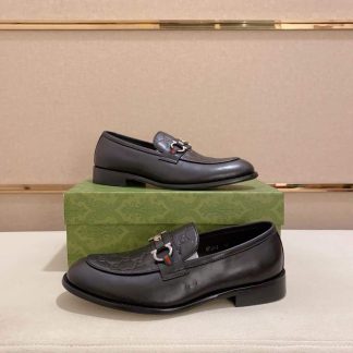 Gucci Horsebit GG Debossed Black Penny Loafers