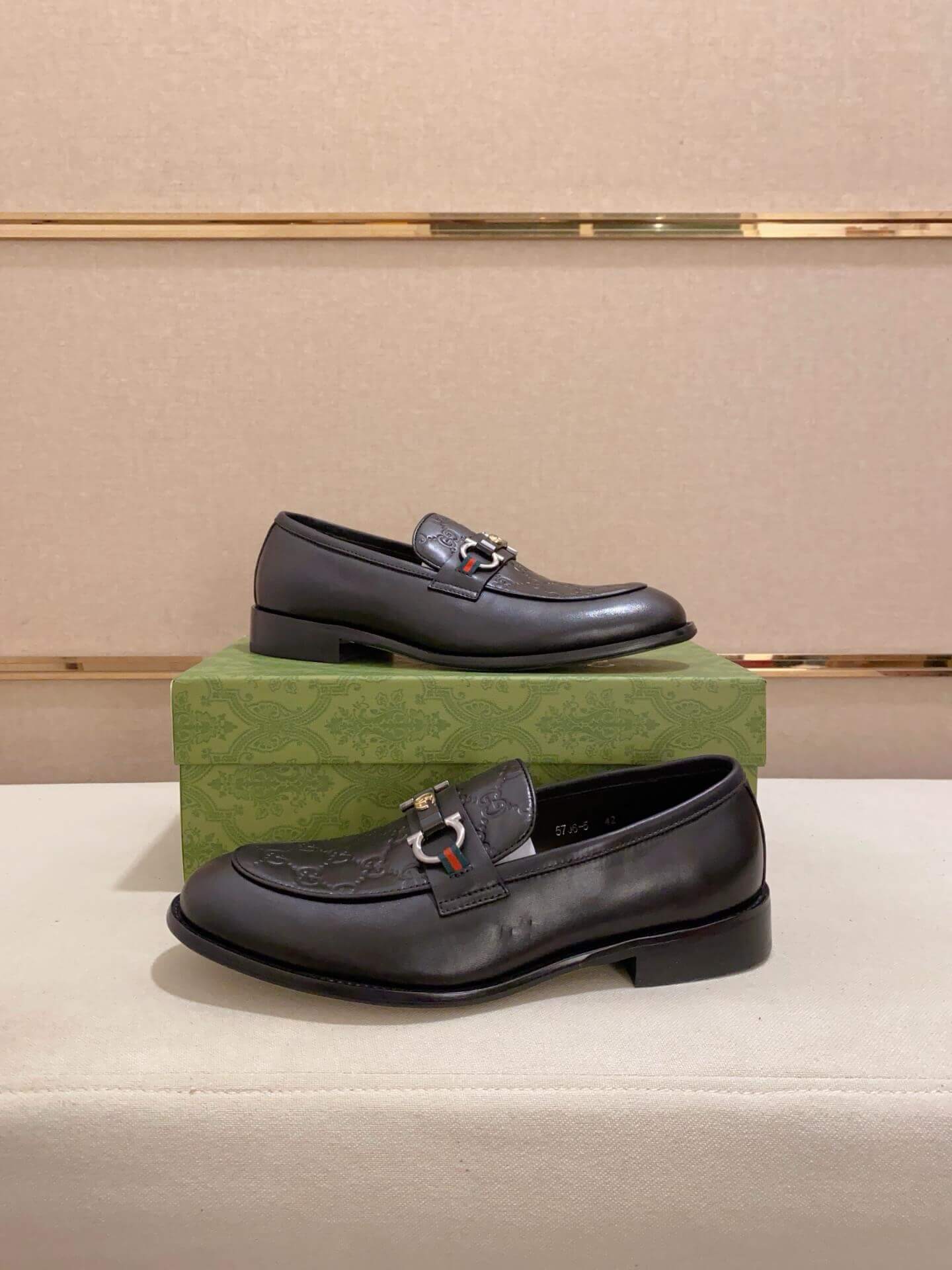 Gucci Horsebit GG Debossed Black Penny Loafers 1 Gucci Horsebit GG Debossed Black Penny Loafers