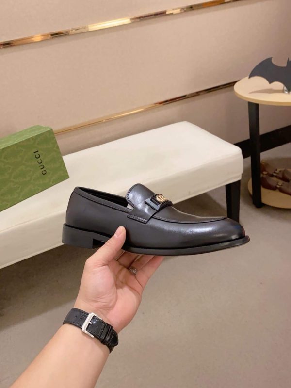 Gucci Interlocking G Black Penny Loafers
