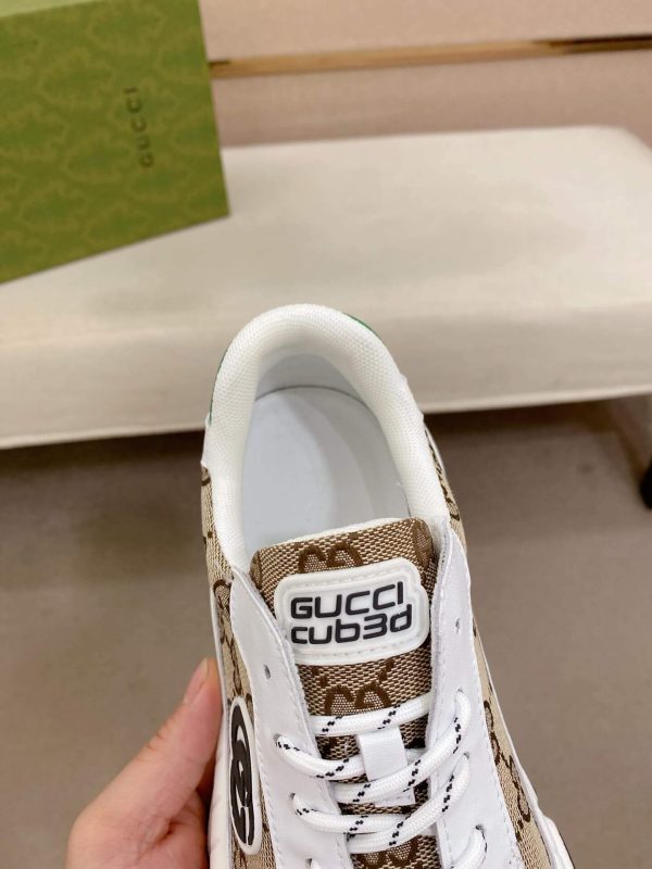 Gucci Interlocking G White Brown Monogram Rhyton Sneakers