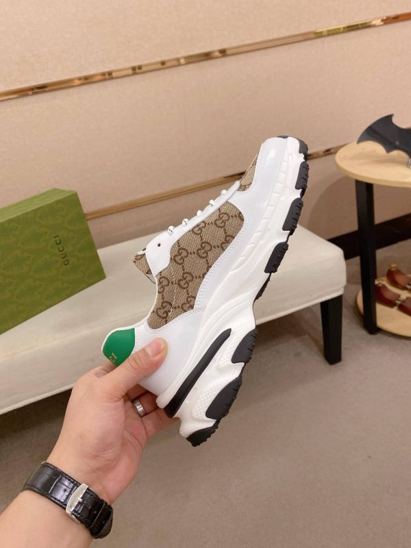 Gucci Interlocking G White Brown Monogram Rhyton Sneakers