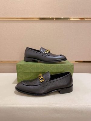 Gucci Logo-lettering Black Leather Loafers