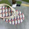 Gucci GG Jacquard White Thong Sandals with Double G