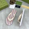 Gucci GG Jacquard White Thong Sandals with Double G