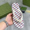 Gucci GG Jacquard White Thong Sandals with Double G