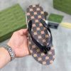 Gucci Interlocking G Jacquard Black Thong Sandals with Double G