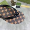 Gucci Interlocking G Jacquard Black Thong Sandals with Double G