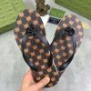 Gucci Interlocking G Jacquard Black Thong Sandals with Double G