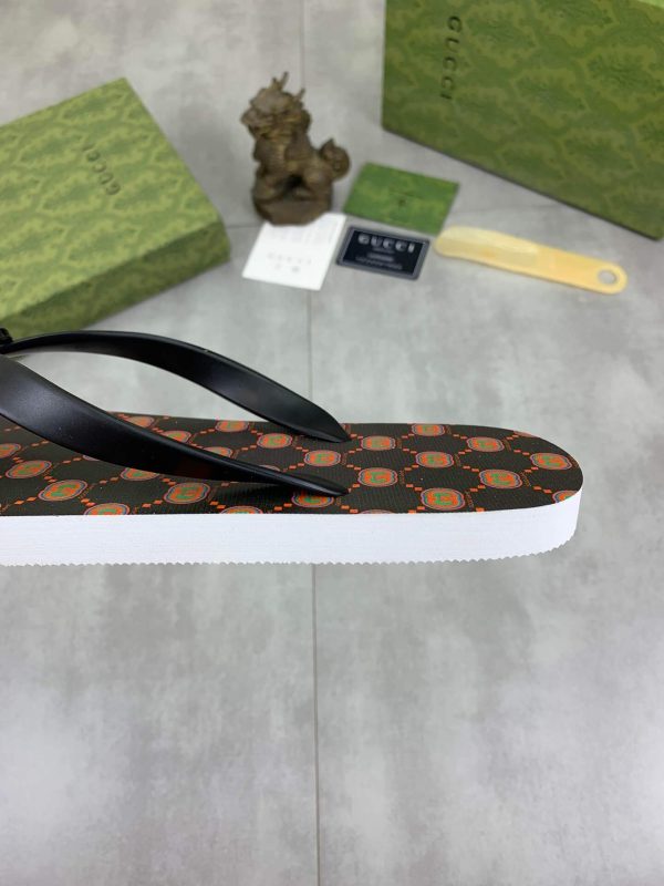 Gucci Interlocking G Jacquard Black Thong Sandals with Double G