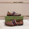 Gucci Men's Brown Leather Loafer with Web