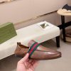 Gucci Men's Brown Leather Loafer with Web