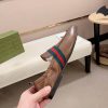 Gucci Men's Brown Leather Loafer with Web
