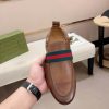 Gucci Men's Brown Leather Loafer with Web