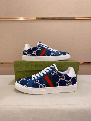 Guccimen_sespadrilleshoe_4 Gucci Ace Trainer in Blue and Beige Jumbo GG Supreme With Web