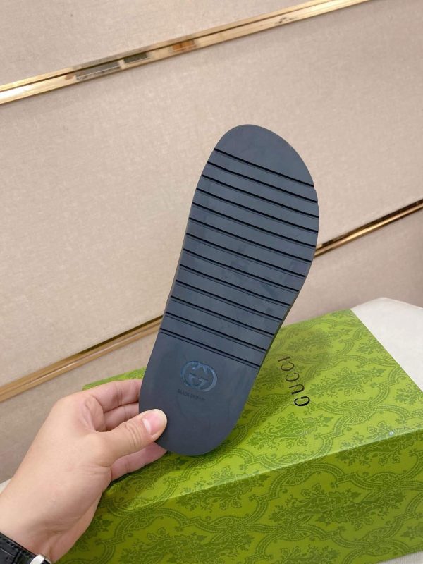 Gucci Black GG Suede Criss-Crossing Strap Slide Sandal