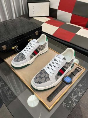Guccimen_ssneaker_specificallytheGucciRe-WebsneakerinOriginalGGcanvas_1 Gucci Ace Grey GG Supreme Canvas Sneaker with Web