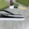 Gucci Black and White Thong Sandals with Double G