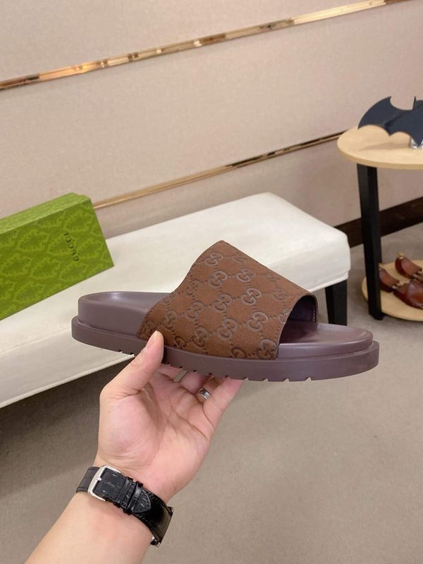 Gucci Brown GG Suede Slide Sandal