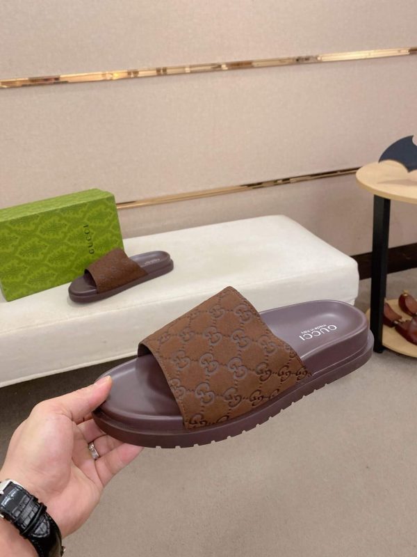 Gucci Brown GG Suede Slide Sandal