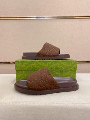 Gucci Brown GG Suede Slide Sandal