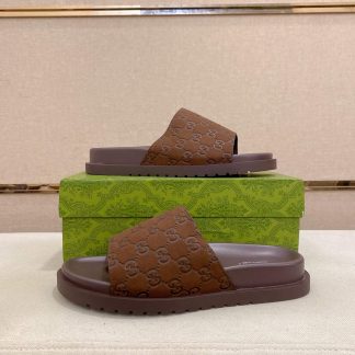 Gucci Brown GG Suede Slide Sandal