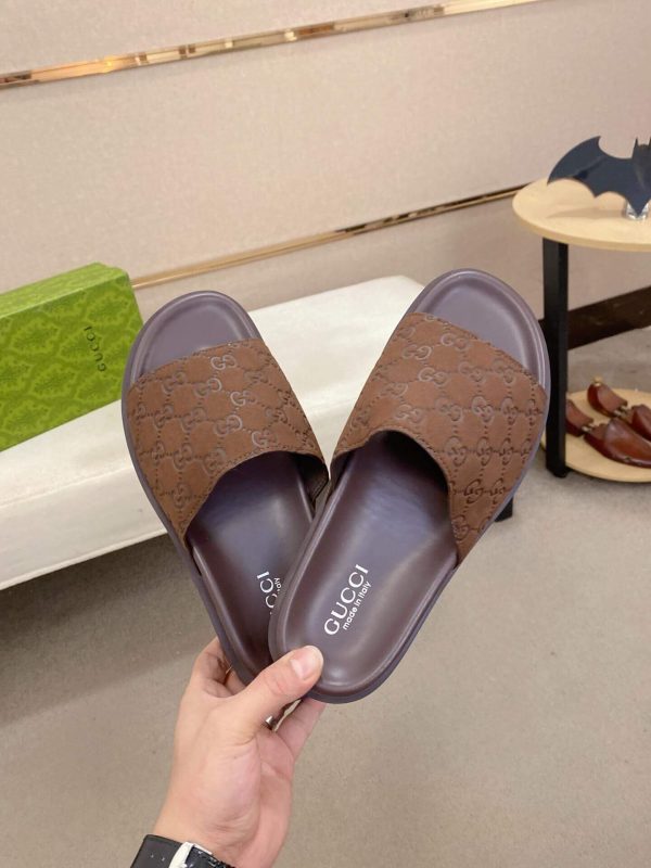 Gucci Brown GG Suede Slide Sandal