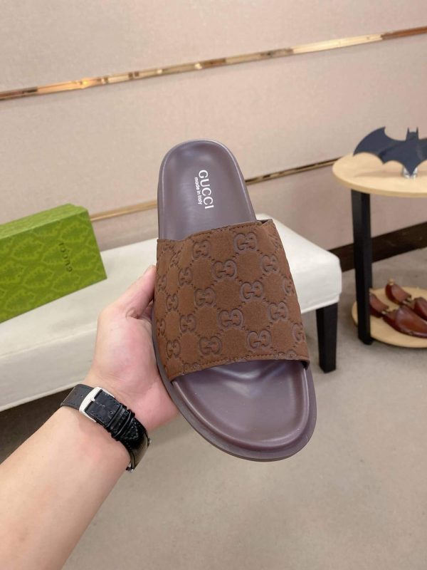 Gucci Brown GG Suede Slide Sandal