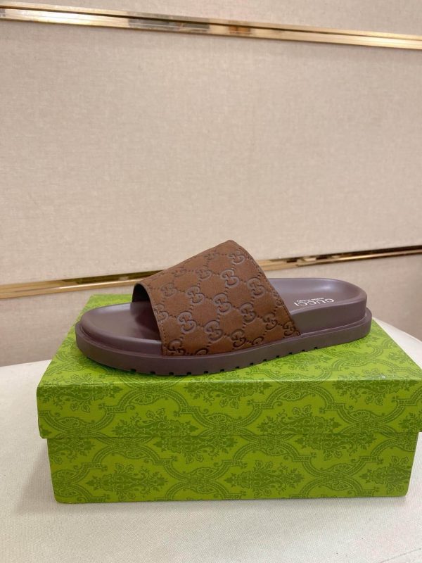 Gucci Brown GG Suede Slide Sandal