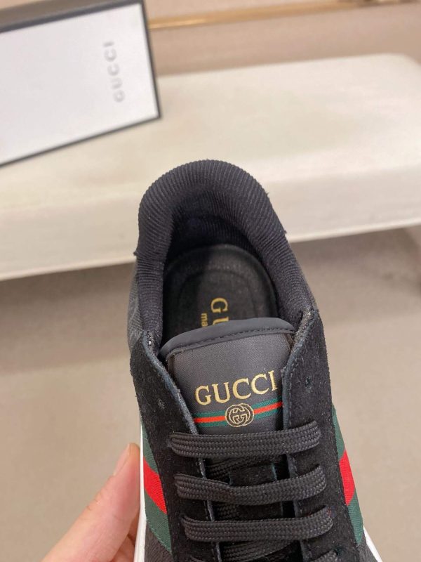 Gucci Ace Black GG Supreme Canvas Trainer with Web