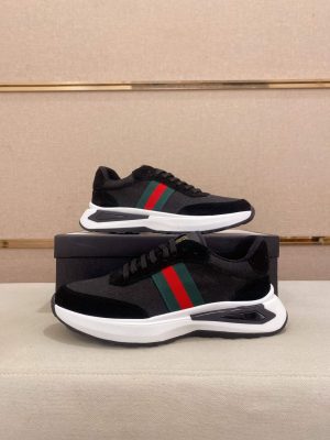 Gucci Ace Black GG Supreme Canvas Trainer with Web