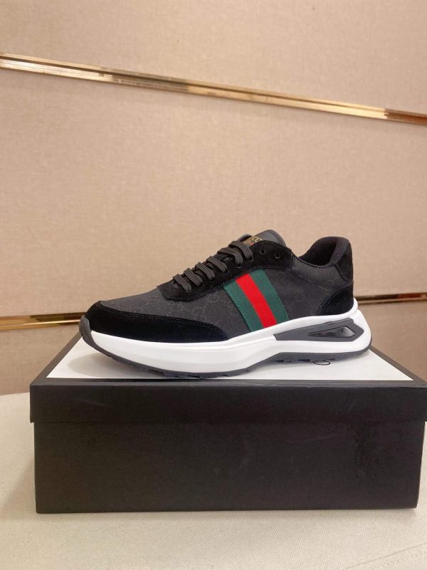 Gucci Ace Black GG Supreme Canvas Trainer with Web
