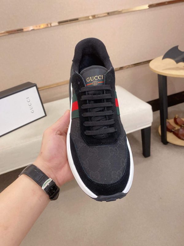 Gucci Ace Black GG Supreme Canvas Trainer with Web