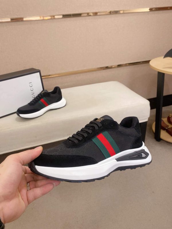 Gucci Ace Black GG Supreme Canvas Trainer with Web