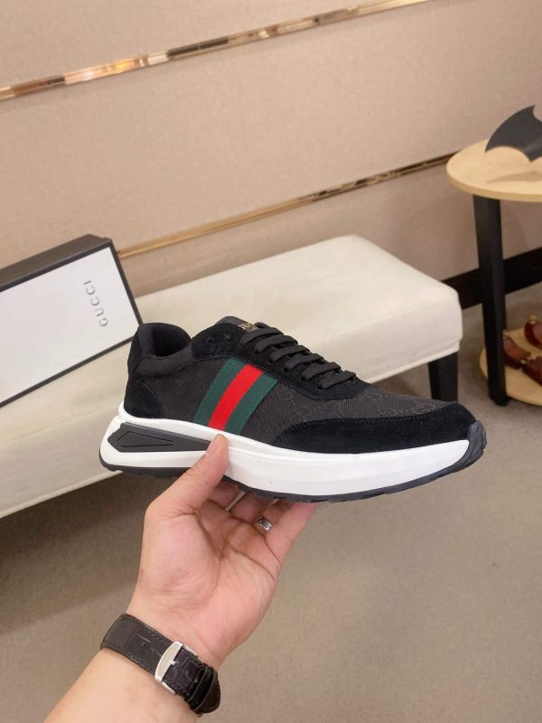 Gucci Ace Black GG Supreme Canvas Trainer with Web