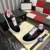 Gucci Men's G75 Sneaker with Web in Black Suede and Black GG Canvas
