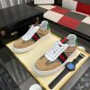 Gucci Men's G75 Sneaker with Web in Brown Suede and Beige and Ebony GG Canvas