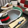 Gucci Men's G75 Sneaker with Web in Brown Suede and Beige and Ebony GG Canvas