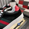 Gucci Men's G75 Sneaker with Web in Black Suede and Black GG Canvas